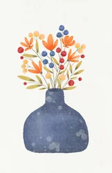 青い花瓶に野の花
