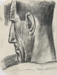 横顔で後ろから見た男の頭 タイトルなし