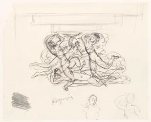 裸の女性が泳いでいる