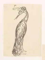 頭を後ろに向けた鷺