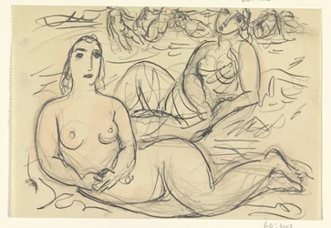 水中の 2 人の裸の女性