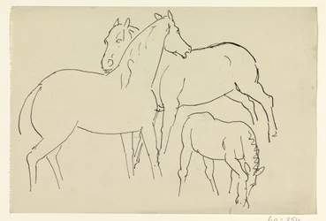 2 頭の馬と子馬