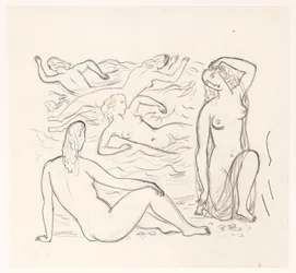 サーフィンやビーチでの 5 人の裸の女性