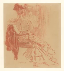 鏡の前に座る女性