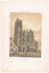 ブールジュの大聖堂のファサードの眺め ブールジュ。 Façade de la cathédrale (オブジェクトのタイトル) 現代フランス（シリーズタイトル） La France de nos jours (オブジェクトのシリーズ タイトル)