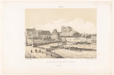 ナントのロワール川に架かる城とロトンド橋の眺め ナント。 Vue du château et du pont de la Rotonde (オブジェクトのタイトル) 現代フランス（シリーズタイトル） La France de nos jours（シリーズタイトル）