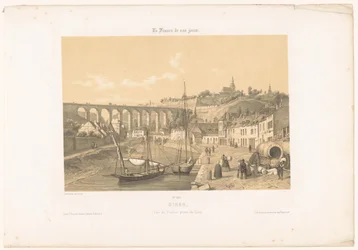 岸壁から見たディナン高架橋 ディナン。 Vue du viaduc Prize du quai (オブジェクトのタイトル) 現代フランス（シリーズタイトル） La France de nos jours (オブジェクトのシリーズ タイトル)