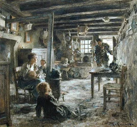 Une Famille, Interieur Fonte（父の帰還）」1887年（紙にパステル）