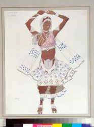 バレエ・リュス：「バヤデール」 ミシェル・フォーキンのバレエ「Le dieu Bleu」のためにレオン・バクスト（1866-1924）がデザインした衣装