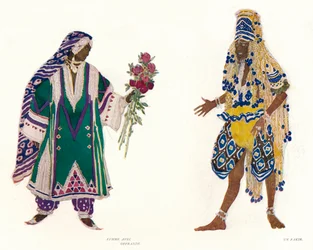 ロシアのバレエLe Dieu Bleu、c1912の衣装デザイン