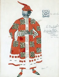 ガブリエーレ・ダヌンツィオ作「聖セバスチャンの殉教」の衣装デザイン - Bakst, Leon (1866-1924) - 1922 - 紙に水彩、グワッシュ - 28x21 - 個人蔵