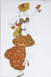 オダリスク。 N.リムスキーコルサコフによるバレエシェヘラザードの衣装デザイン、1910年