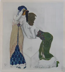 オリエンタルドレスの女性、1910年