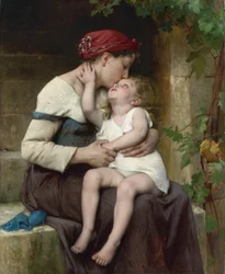「Mere et fille（母と子） Peinture de Leon Jean Basile Perrault（1832-1908） 1894 コレクション・プライヴェート