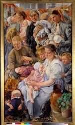 社会的リアリズム：「労働者の時代」 レオン・アンリ・フレデリック（1856-1940）のトリプティクの右部分（ec.belg） 1895 Sun.1,63x0,94 m パリ、オルセー美術館