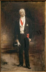 フェリックス・フォール大統領（1841-1899）の足元の肖像画のスケッチ。レオン・ボナ（1833-1922）による絵画、油彩・キャンバス