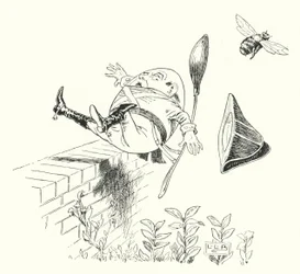 Humpty Dumpty sate on a wall (e.g. engraving)