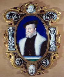 アンヌ・ドゥ・モンモランシー・コネターブル（1493-1567）の肖像。レオナルド・リモザン（1505-1577）の絵画