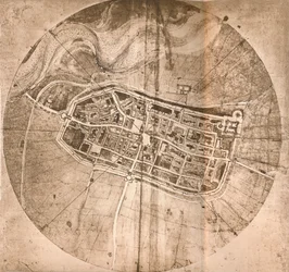 イタリア、イーモラの町を描いた地図、1472年頃-1519年頃 1883年