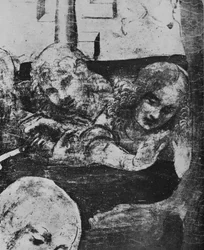 マギの礼拝-聖母の後ろの天使、c1481 1945