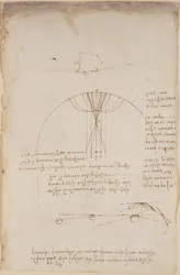 Arundel 263、f.85 反射のコースティクスに関する光学系の図。 パーカッションの力に関して、またアリストテレスの原則 
