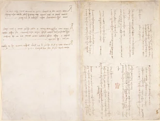 Arundel 263, ff.229v, f.226 「コデックス アランデル」からのレオナルド ダ ヴィンチのメモ (紙にペンとインク)