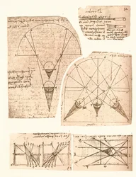 光と陰影の理論を示す5つの図解、1472年頃-1519年頃、1883年