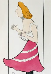 Georges Feydeau（1862-1921）の『La Dame de Chez Maxim』の女優Mademoiselle Cassive、Leonetto Cappiello（1875-1942）による1899年の風刺画。