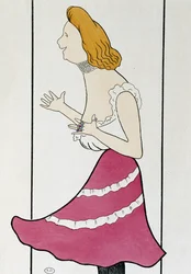ジョルジュ・フェイドー（1862-1921）作『マキシム夫人』の女優マドモアゼル・カシーヴ（風刺画）1899年（画
