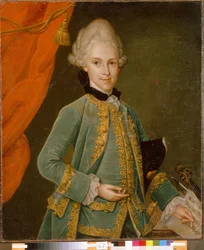 カール・グスタフ・フォン・シモリン伯爵 (1715-1777) の肖像画。 Leonhard Schorer (1715-1777) による絵画、キャンバスに油彩。 ドイツの芸術