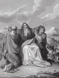 出エジプト記』17章12節「モーセの手をかざす」（エングレーヴィング）