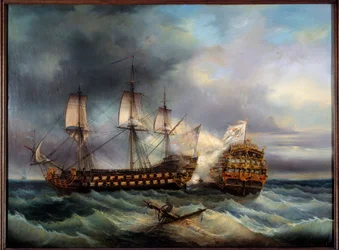 イギリスとフランスの絵画間の海戦 Leopold Le Guen (1828-1895) 19世紀 ブレスト、美術館