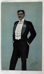 アーサー・ブルチエ（1863-1927）の「スパイ」漫画「A.B.」（1896年3月5日付「ヴァニティ・フェア」より）（カラーリトグラフ版