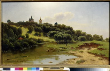 Le monastere Savino Storozhevsky, press de Zvenigorod (ロシア). Peinture de Lev Livovich Kamenev (1833-1886)、Huile Sir Toile