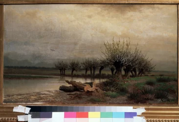春（春）。 Lev Lyvovich Kamenev（1833-1886）による絵画、キャンバスに油彩