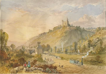 アルトン-鉄道駅から：水彩画、nd [c1830-1840]