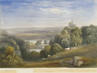 グリーンウェイバンク-レイク：水彩画、ND [c1830-1840]
