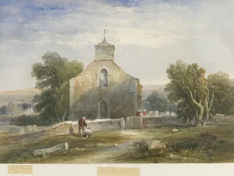 ワンコート教会：水彩画、nd [c1830-1840]