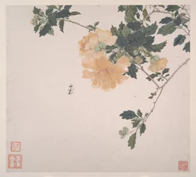 昆虫と花、1865年（8葉のアルバム、紙にインクと彩色）