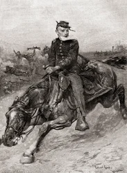 アメリカ南北戦争時の派遣ライダー（1887年発行の『センチュリー・マガジン』より）（エングレーヴィング