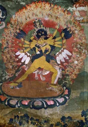 インド、ラダック、ヘミスのラマイスト僧院の古代壁画