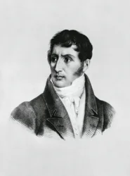 アレッサンドロ・マンゾーニ（1785-1873）の肖像（イタリアの作家、詩人、劇作家、エングレービング
