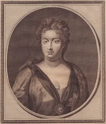 イギリス女王アン・スチュアート（1665-1714）の肖像、G・クネラーの絵画からジョン・ゴールダー（1729-1795）による銅版画