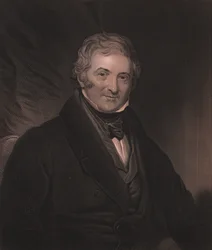 イギリスの劇作家トーマス・モートン（1764-1838）の肖像、マーティン・アーチャー・シーの絵からW・ハントが彫ったもの、23x32cm、Virtue and Co Publisher、ロンドン、1860年頃