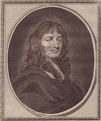 イギリスの政治家サー・ウィリアム・テンプル（1628-1699）の肖像、P・リーの絵画からジョン・ゴールダー（1729-1795）による銅版画