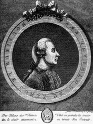 1771年からスウェーデン王となったグスタフ3世（1746-1792）の肖像、エングレーヴィング