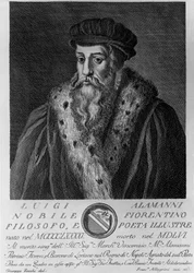 イタリアの詩人ルイジ・アラマンニ（1495-1556）の肖像、ジュゼッペ・ゾッキ（1711年または1717年生まれ、1767年没）のデッサンの後、フランチェスコ・アレグリーニ（1729年～1773年没）が彫ったもの。