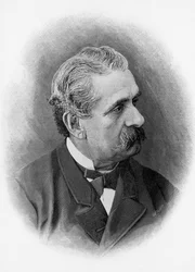 イタリアの劇作家・作家、パオロ・フェラーリ（1822-1889）の肖像、エングレービング