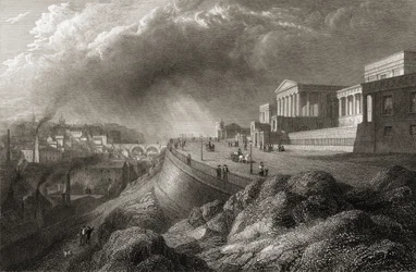 1832年にロンドンで出版された、E。グドールによって彫刻された「ヨーロッパの主要都市のいくつかの選択されたビュー」からのエジンバラの新しい王立高校