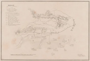 グズニーの要塞のスケッチ。1839年7月23日に嵐で破壊された（リトグラフ
